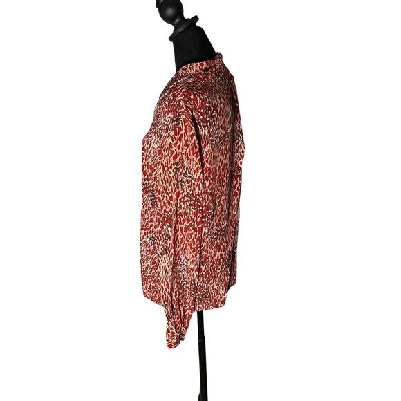 Women's Size 14 Jacqueline Ferrar 100% Silk Blouse Red Animal Print - Picture 4 of 7